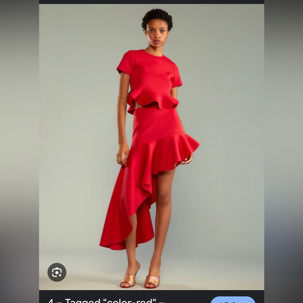 Cynthia Rowley red Astro flounce top and skirt, top size large and skirt size 8.